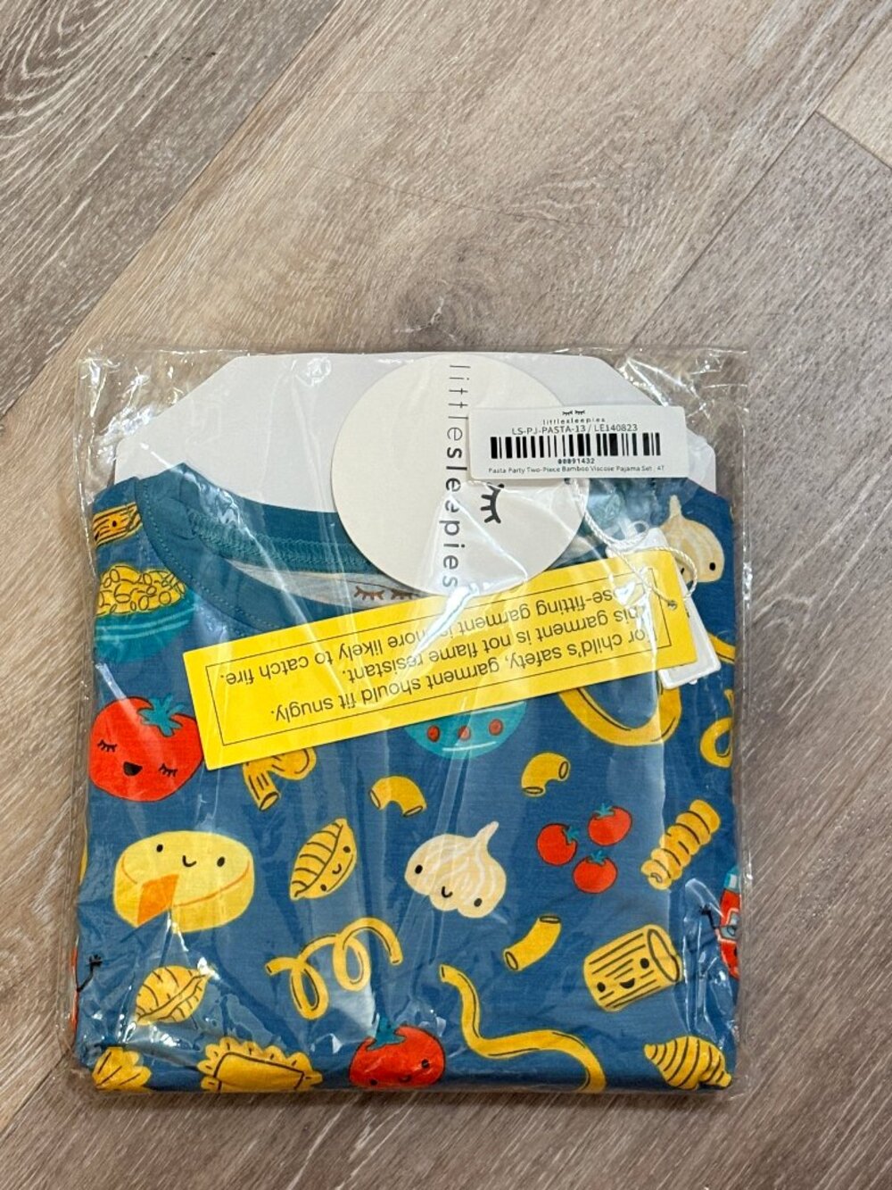 New In Bag Little Sleepies 4T Pasta Party Long-Sleeved Pajama Set